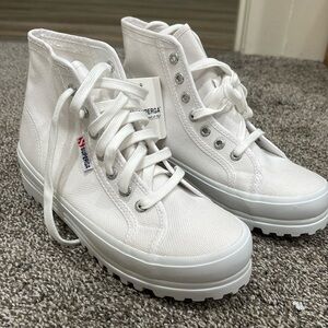 Brand NEW with tags Superga High Top White Laceup Sneakers